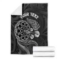 Personalised New Zealand Aotearoa Darts Masters Blanket Tribal Silver Fern and Ta Moko Dartboard - Polynesian Pride