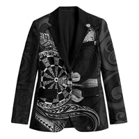 Personalised New Zealand Aotearoa Darts Masters Blazer Tribal Silver Fern and Ta Moko Dartboard - Polynesian Pride