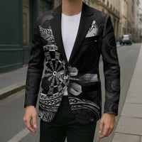 Personalised New Zealand Aotearoa Darts Masters Blazer Tribal Silver Fern and Ta Moko Dartboard - Polynesian Pride
