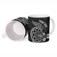 Personalised New Zealand Aotearoa Darts Masters Ceramic Mug Tribal Silver Fern and Ta Moko Dartboard - Polynesian Pride