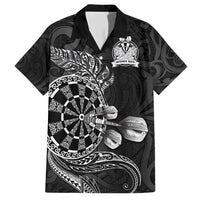 Personalised New Zealand Aotearoa Darts Masters Family Matching Short Sleeve Bodycon Dress and Hawaiian Shirt Tribal Silver Fern and Ta Moko Dartboard - Polynesian Pride