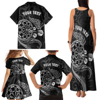 Personalised New Zealand Aotearoa Darts Masters Family Matching Tank Maxi Dress and Hawaiian Shirt Tribal Silver Fern and Ta Moko Dartboard - Polynesian Pride