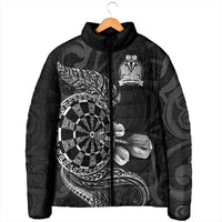 Personalised New Zealand Aotearoa Darts Masters Padded Jacket Tribal Silver Fern and Ta Moko Dartboard - Polynesian Pride