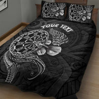 Personalised New Zealand Aotearoa Darts Masters Quilt Bed Set Tribal Silver Fern and Ta Moko Dartboard - Polynesian Pride