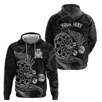 Personalised New Zealand Aotearoa Darts Masters Zip Hoodie Tribal Silver Fern and Ta Moko Dartboard - Polynesian Pride
