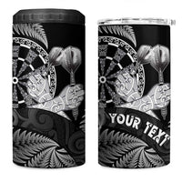 Personalised New Zealand Aotearoa Darts Masters 4 in 1 Can Cooler Tumbler Silver Fern and Maori Spirit - Polynesian Pride