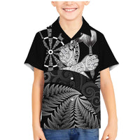 Personalised New Zealand Aotearoa Darts Masters Family Matching Mermaid Dress and Hawaiian Shirt Silver Fern and Maori Spirit - Polynesian Pride