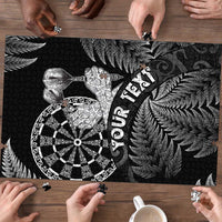 Personalised New Zealand Aotearoa Darts Masters Puzzle Silver Fern and Maori Spirit - Polynesian Pride