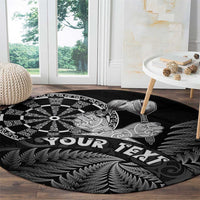Personalised New Zealand Aotearoa Darts Masters Round Carpet Silver Fern and Maori Spirit - Polynesian Pride