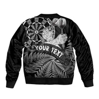 Personalised New Zealand Aotearoa Darts Masters Sleeve Zip Bomber Jacket Silver Fern and Maori Spirit - Polynesian Pride