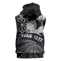 Personalised New Zealand Aotearoa Darts Masters Sleeveless Hoodie Silver Fern and Maori Spirit - Polynesian Pride