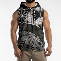 Personalised New Zealand Aotearoa Darts Masters Sleeveless Hoodie Silver Fern and Maori Spirit - Polynesian Pride
