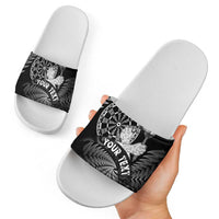 Personalised New Zealand Aotearoa Darts Masters Slide Sandals Silver Fern and Maori Spirit - Polynesian Pride