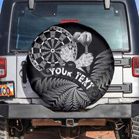 Personalised New Zealand Aotearoa Darts Masters Spare Tire Cover Silver Fern and Maori Spirit - Polynesian Pride