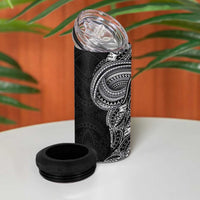 Traditional Polynesian Art Tattoos 4 in 1 Can Cooler Tumbler Black Color - Polynesian Pride
