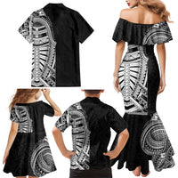 Traditional Polynesian Art Tattoos Family Matching Mermaid Dress and Hawaiian Shirt Black Color LT03 - Polynesian Pride