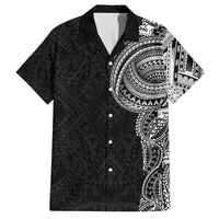 Traditional Polynesian Art Tattoos Family Matching Off The Shoulder Long Sleeve Dress and Hawaiian Shirt Black Color - Polynesian Pride