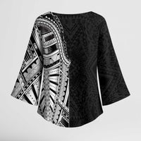 Traditional Polynesian Art Tattoos Kimono Sleeve Blouse Black Color - Polynesian Pride