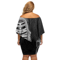 Traditional Polynesian Art Tattoos Off Shoulder Short Dress Black Color - Polynesian Pride