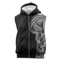 Traditional Polynesian Art Tattoos Sleeveless Zip Hoodie Black Color - Polynesian Pride