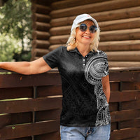Traditional Polynesian Art Tattoos Women Polo Shirt Black Color - Polynesian Pride