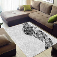 Traditional Polynesian Art Tattoos Area Rug White Color - Polynesian Pride