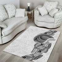 Traditional Polynesian Art Tattoos Area Rug White Color - Polynesian Pride