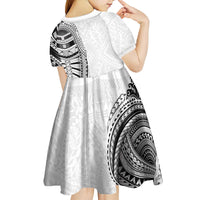 Traditional Polynesian Art Tattoos Kid Short Sleeve Dress White Color - Polynesian Pride