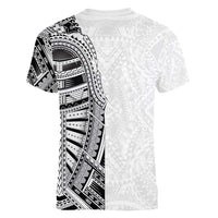 Traditional Polynesian Art Tattoos Women V-Neck T-Shirt White Color - Polynesian Pride
