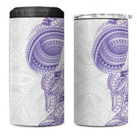 Traditional Polynesian Art Tattoos 4 in 1 Can Cooler Tumbler Purple Color - Polynesian Pride