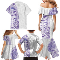 Traditional Polynesian Art Tattoos Family Matching Mermaid Dress and Hawaiian Shirt Purple Color LT03 - Polynesian Pride