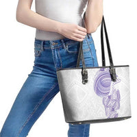 Traditional Polynesian Art Tattoos Leather Tote Bag Purple Color - Polynesian Pride