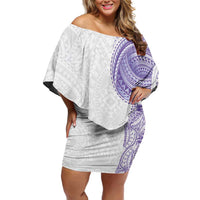 Traditional Polynesian Art Tattoos Off Shoulder Short Dress Purple Color - Polynesian Pride