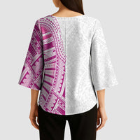 Traditional Polynesian Art Tattoos Kimono Sleeve Blouse Pink Color - Polynesian Pride