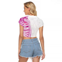 Traditional Polynesian Art Tattoos Raglan Cropped T Shirt Pink Color - Polynesian Pride