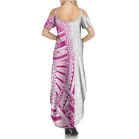 Traditional Polynesian Art Tattoos Summer Maxi Dress Pink Color - Polynesian Pride