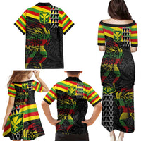 Kanaka Maoli Running Family Matching Puletasi and Hawaiian Shirt Kakau Pattern with Kanaka Maoli Flag Color