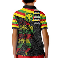 Kanaka Maoli Running Kid Polo Shirt Kakau Pattern with Kanaka Maoli Flag Color