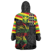 Kanaka Maoli Running Wearable Blanket Hoodie Kakau Pattern with Kanaka Maoli Flag Color