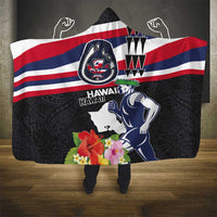 Honolulu Running Race Hooded Blanket Hawaii Marathon Kakau Art with Hibiscus and National Flag Style