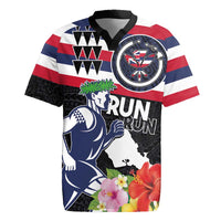 Honolulu Running Race Rugby Jersey Hawaii Marathon Kakau Art with Hibiscus and National Flag Style