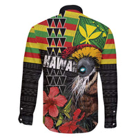 Kanaka Maoli Ikaika Warrior Family Matching Off The Shoulder Long Sleeve Dress and Hawaiian Shirt Hibiscus Kakau Art and Tapa Tribal Pattern LT03 - Polynesian Pride