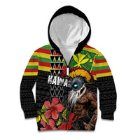 Kanaka Maoli Ikaika Warrior Kid Hoodie Hibiscus Kakau Art and Tapa Tribal Pattern
