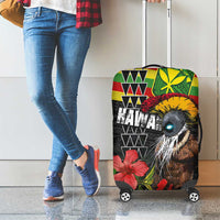 Kanaka Maoli Ikaika Warrior Luggage Cover Hibiscus Kakau Art and Tapa Tribal Pattern