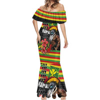 Kanaka Maoli Ikaika Warrior Mermaid Dress Hibiscus Kakau Art and Tapa Tribal Pattern