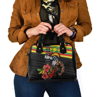 Kanaka Maoli Ikaika Warrior Shoulder Handbag Hibiscus Kakau Art and Tapa Tribal Pattern