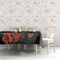 Kanaka Maoli Ikaika Warrior Tablecloth Hibiscus Kakau Art and Tapa Tribal Pattern