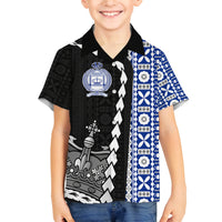 Fiji Queen Victoria School Family Matching Tank Maxi Dress and Hawaiian Shirt Tapa and Polynesian Tribal Pattern Half Style LT03 Son's Shirt Black - Polynesian Pride