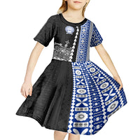 Fiji Queen Victoria School Kid Short Sleeve Dress Tapa and Polynesian Tribal Pattern Half Style LT03 - Polynesian Pride