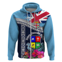 Fiji Lelean Memorial School Hoodie Tapa and Polynesian Tribal Pattern LT03 Zip Hoodie Blue - Polynesian Pride
